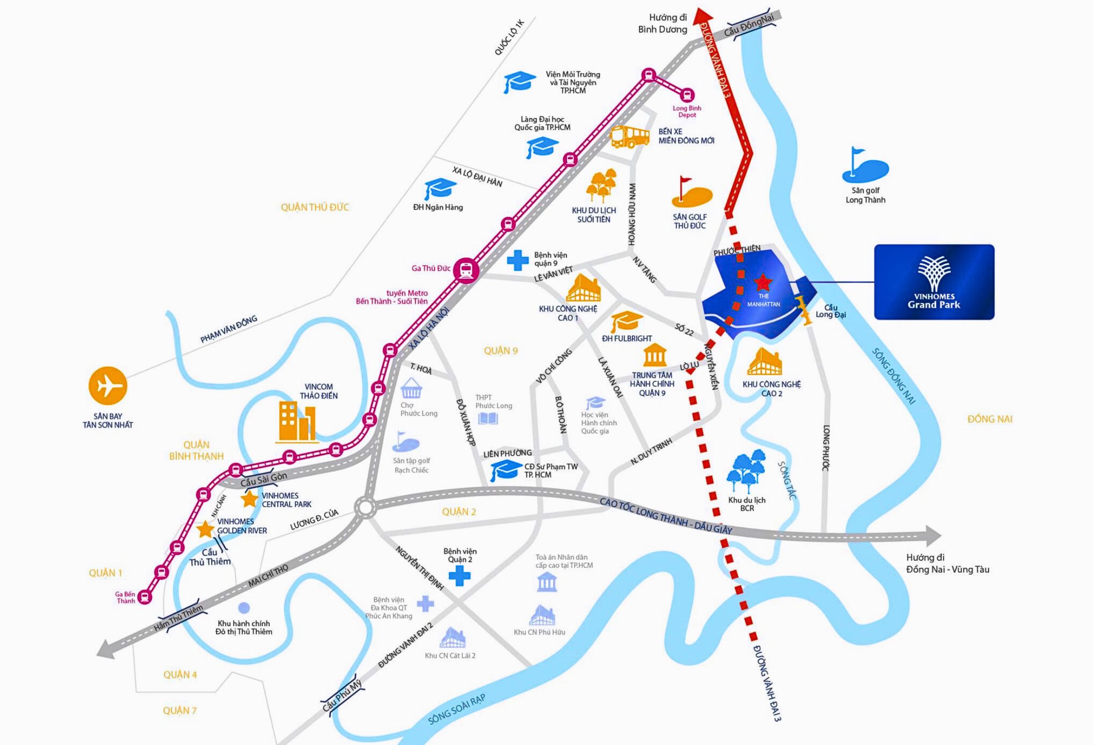 Tuyến đường Vành Đai 3 đi qua khu đô thị Vinhomes Grand Park